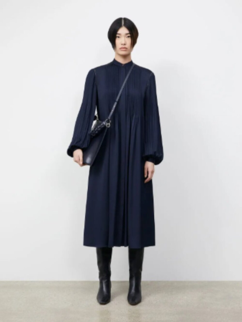 Lafayette 148 New York Layla Satin Dress, Navy Blue - Size Small